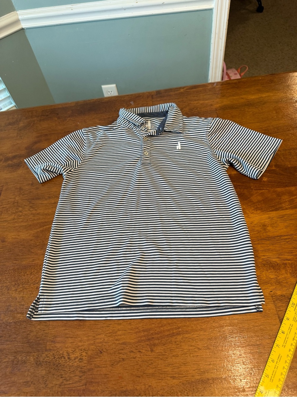 johnnie-O Boys Prep-formance Striped Golf Polo Shirt Blue White Size 12